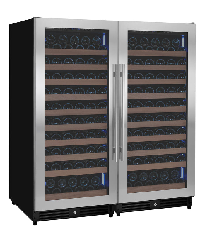 VINELOR Reserva 238 bouteilles | Cave à vin encastrable 2 zones side-by-side inox - vue principale