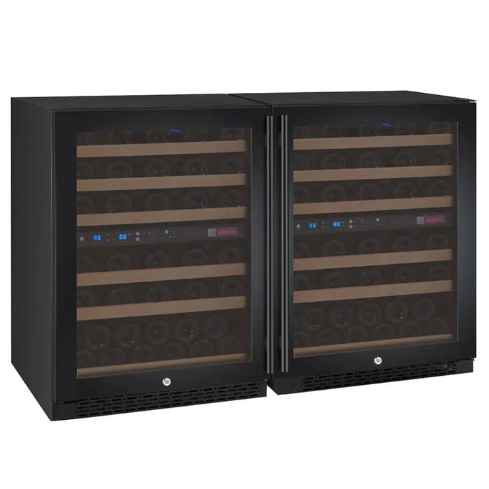 VINELOR FlexCount 112 bouteilles | Cave à vin encastrable 4 zones side-by-side porte noire - vue principale