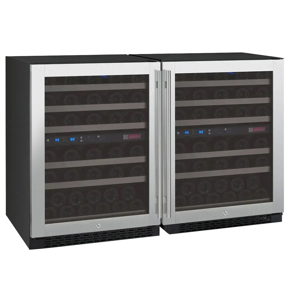 VINELOR FlexCount 112 bouteilles | Cave à vin encastrable 4 zones side-by-side inox - vue principale