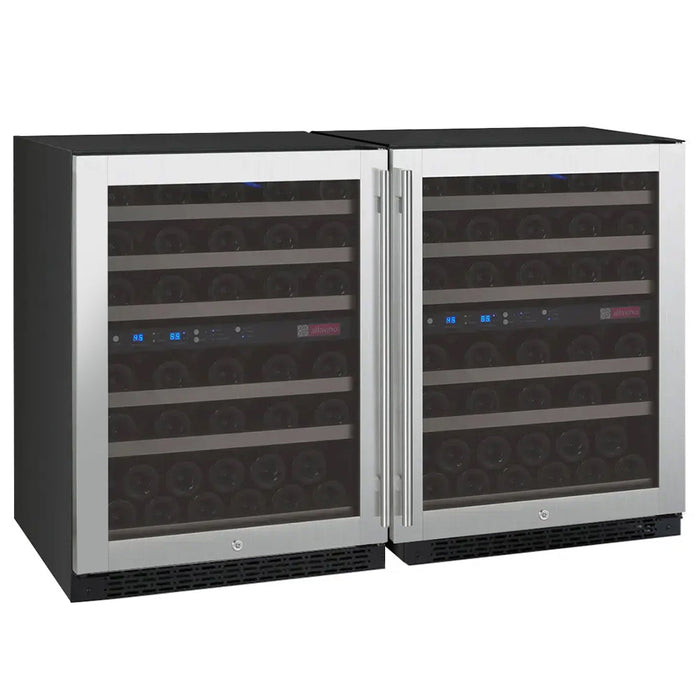 VINELOR FlexCount 112 bouteilles | Cave à vin encastrable 4 zones side-by-side inox - vue principale