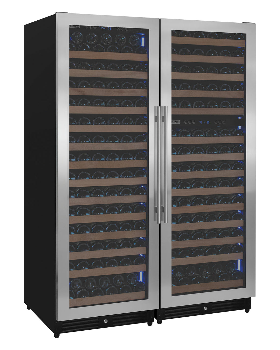 VINELOR Reserva 317 bouteilles | Cave à vin encastrable 3 zones side-by-side inox - vue principale