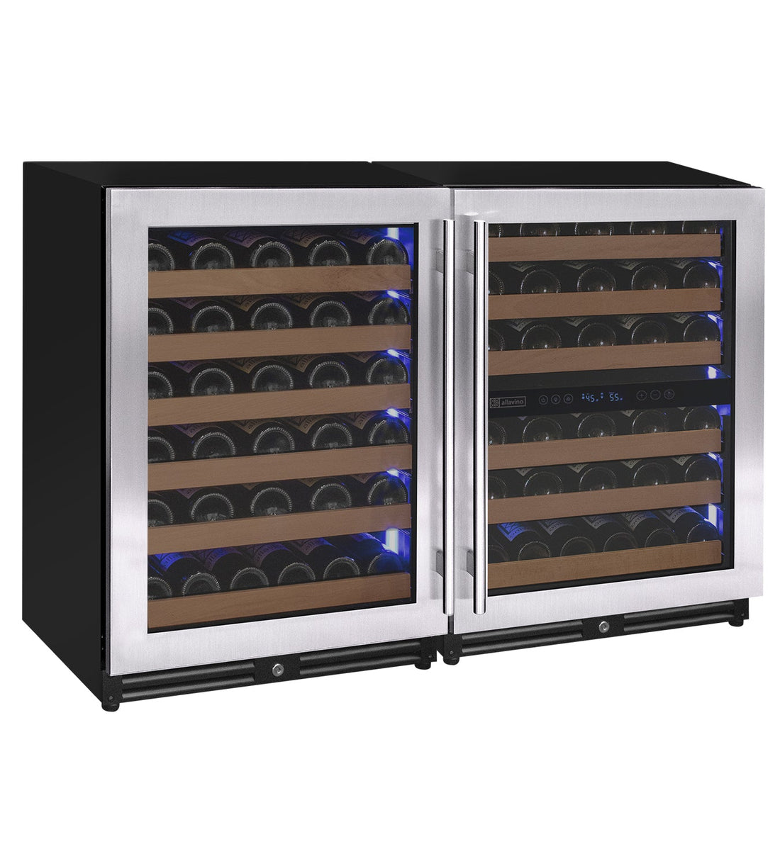 VINELOR Reserva 102 bouteilles | Cave à vin encastrable 3 zones side-by-side inox - vue principale