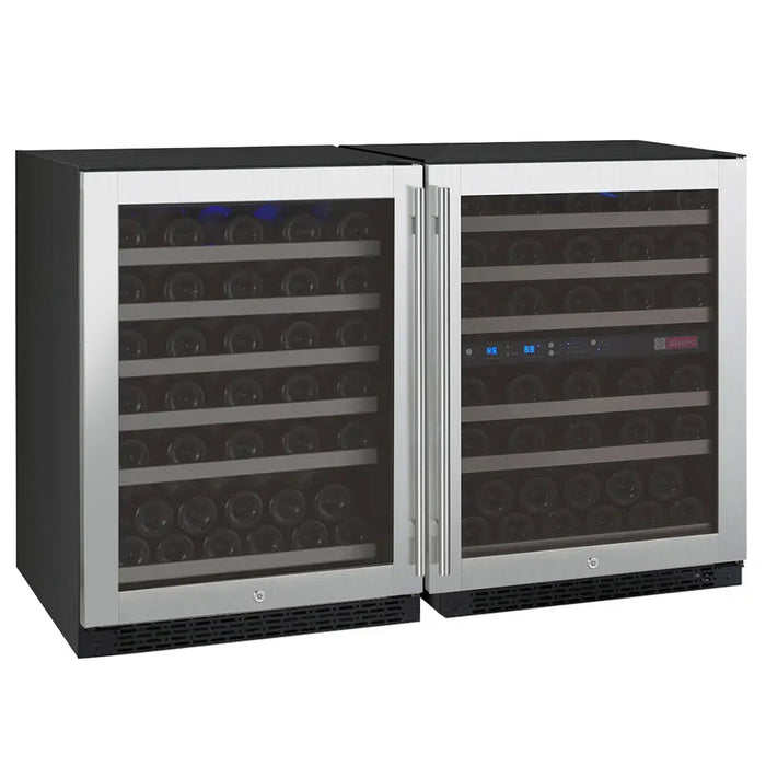 VINELOR FlexCount 112 bouteilles | Cave à vin encastrable 3 zones side-by-side inox - vue principale