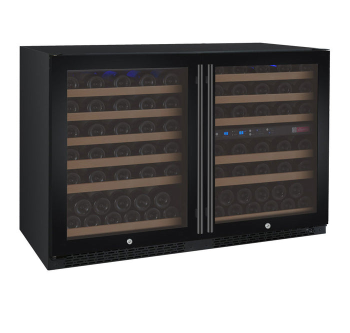 VINELOR FlexCount 112 bouteilles | Cave à vin encastrable 3 zones side-by-side porte noire - vue principale