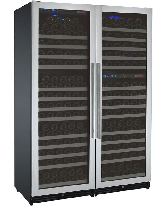 VINELOR FlexCount 349 bouteilles | Cave à vin pose libre 3 zones side-by-side inox - vue principale