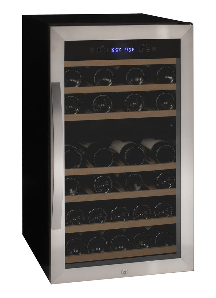 VINELOR Cascina 43 bouteilles | Cave à vin pose libre 2 zones inox - vue principale