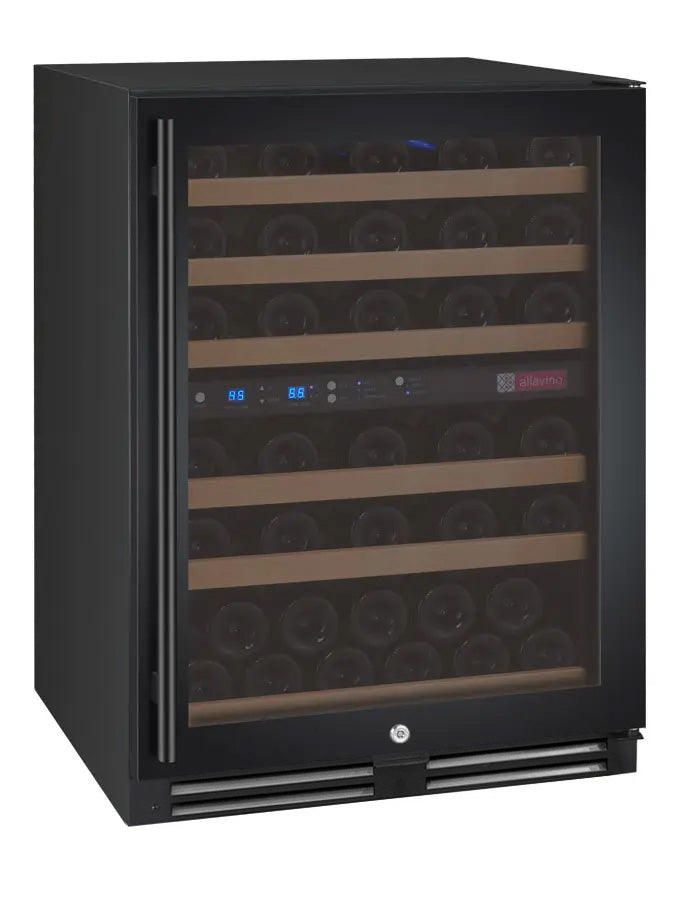 VINELOR FlexCount 56 bouteilles | Cave à vin encastrable 2 zones porte noire charnière droite - vue principale