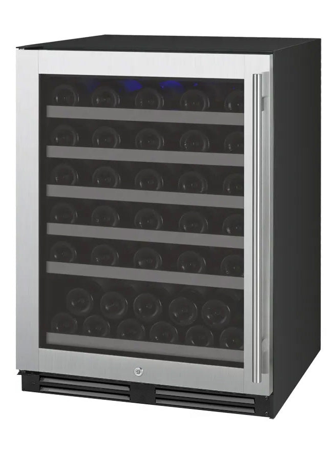 VINELOR FlexCount 56 bouteilles | Cave à vin encastrable 1 zone inox charnière gauche - vue principale