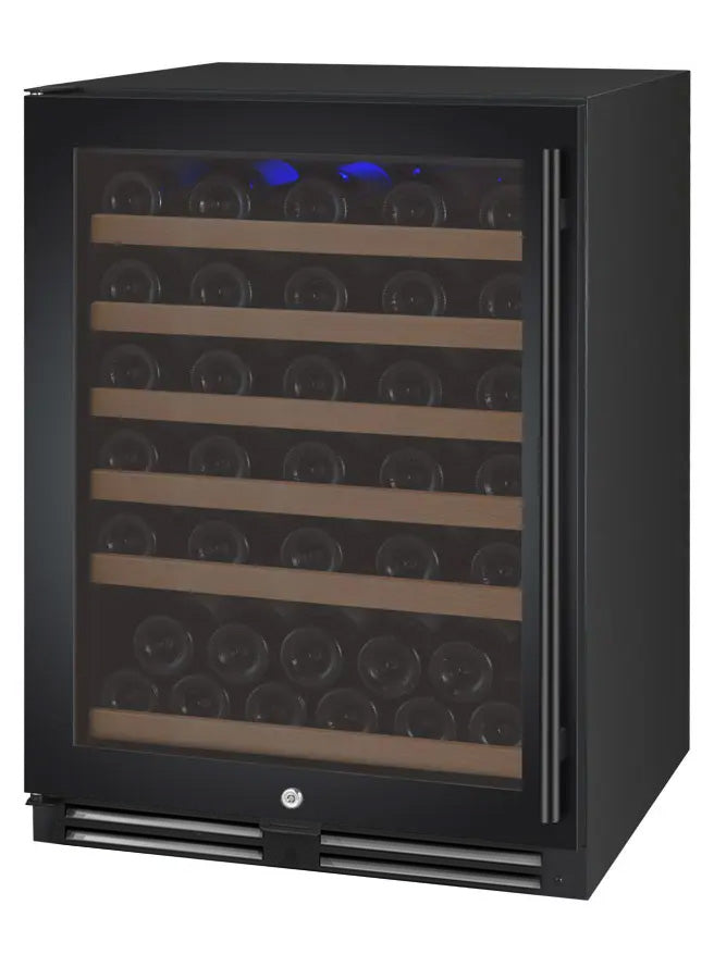 VINELOR FlexCount 56 bouteilles | Cave à vin encastrable 1 zone porte noire charnière gauche - vue principale