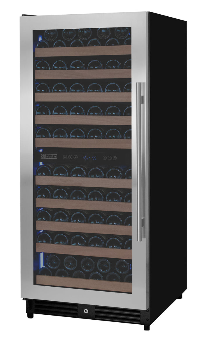 VINELOR Reserva 119 bouteilles | Cave à vin encastrable 2 zones inox charnière gauche - vue principale