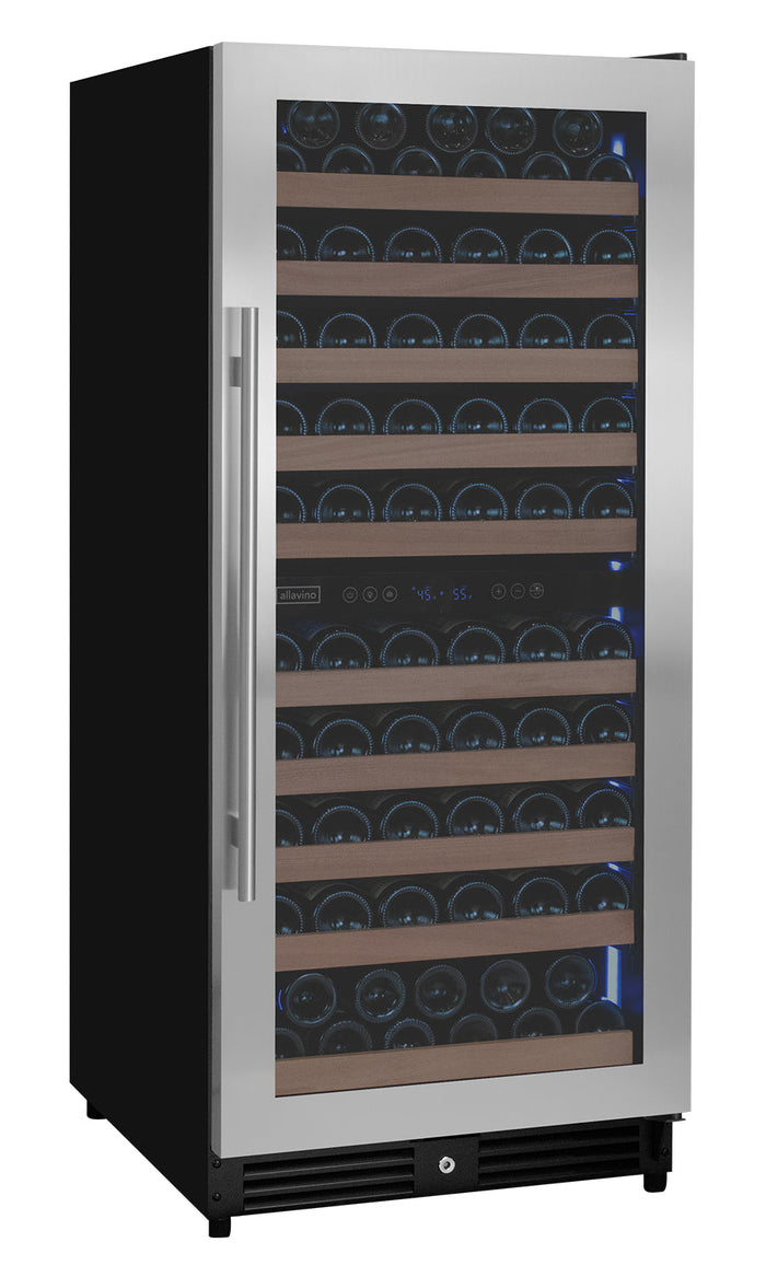VINELOR Reserva 119 bouteilles | Cave à vin encastrable 2 zones inox charnière droite - vue principale