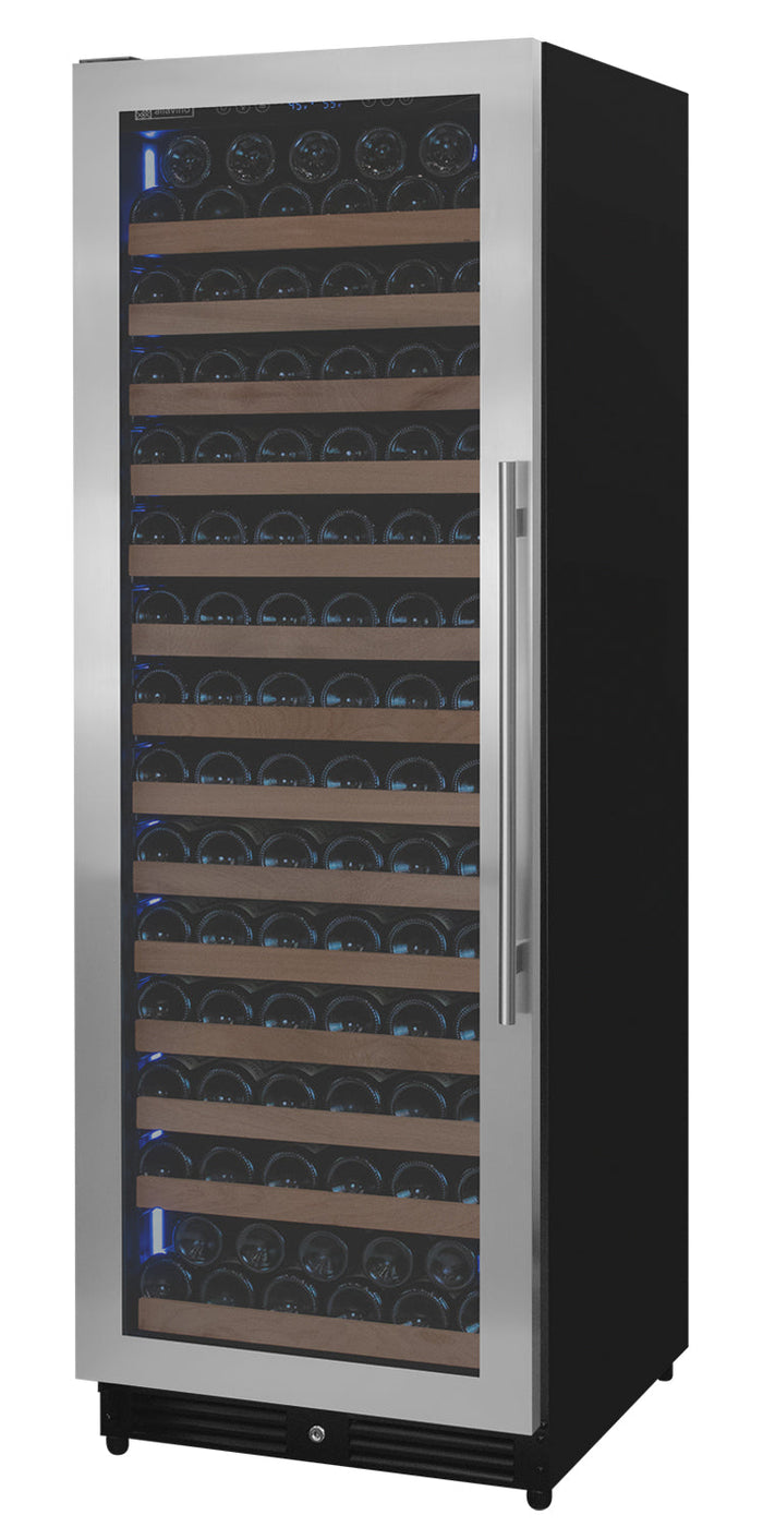 VINELOR Reserva 163 bouteilles | Cave à vin encastrable 1 zone inox charnière gauche - vue principale