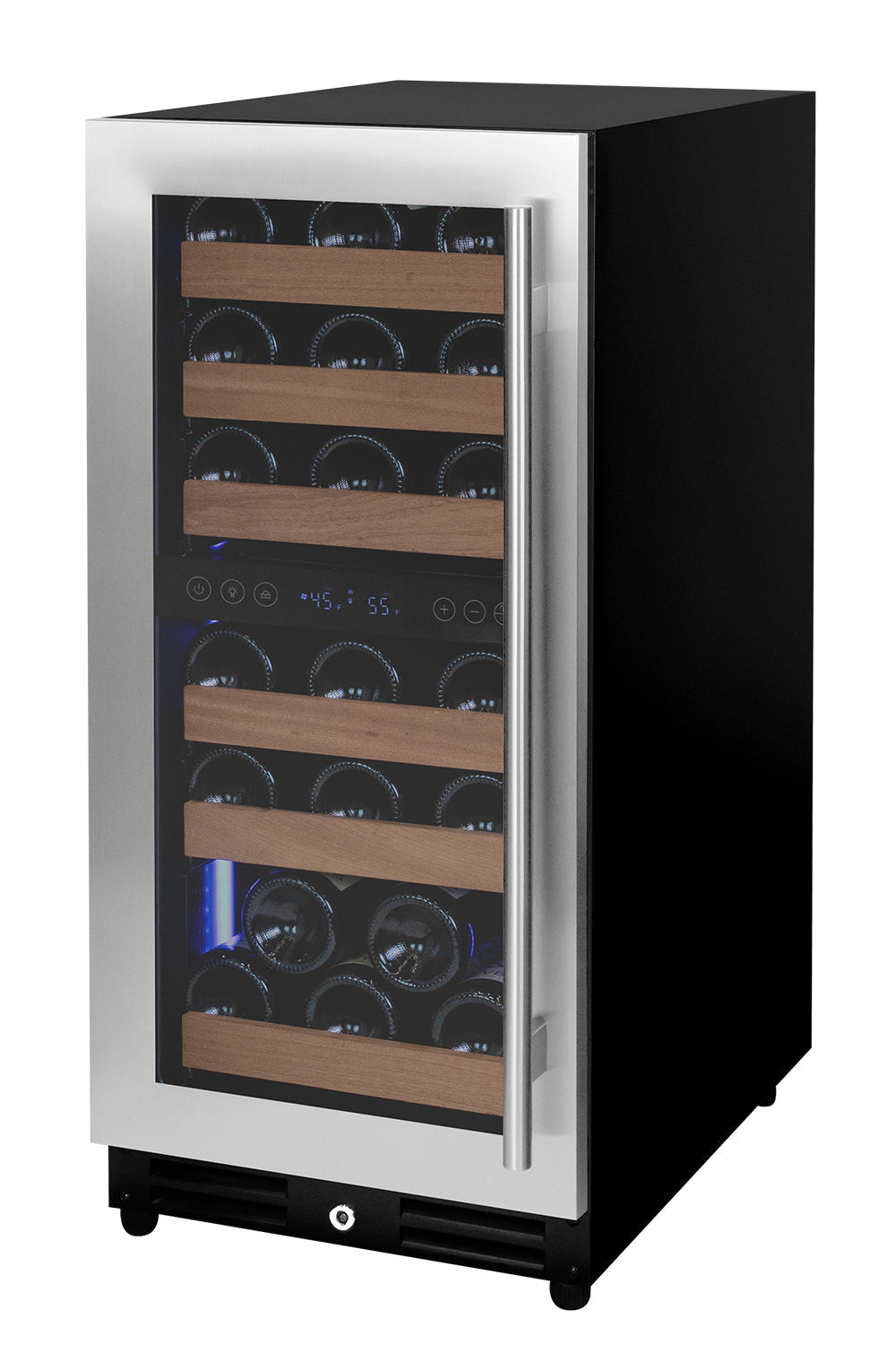 VINELOR FlexCount 30 bouteilles | Cave à vin encastrable 2 zones inox charnière gauche - vue principale