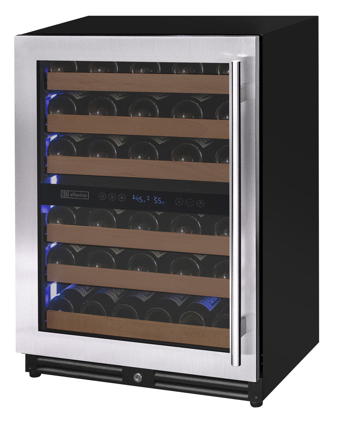 VINELOR Reserva 51 bouteilles | Cave à vin encastrable 2 zones inox charnière gauche - vue principale