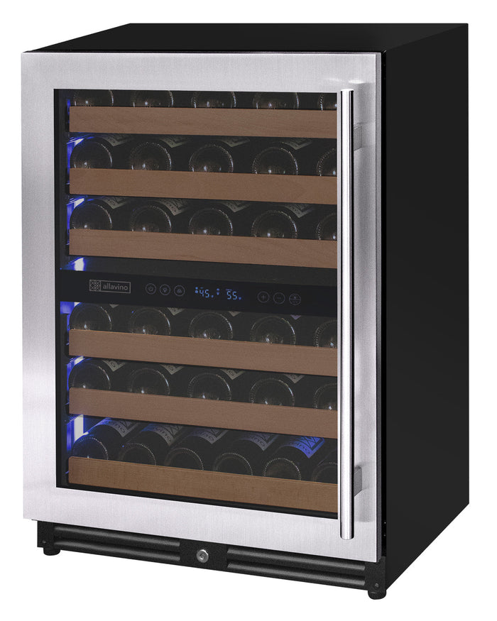 VINELOR Reserva 51 bouteilles | Cave à vin encastrable 2 zones inox charnière gauche - vue principale