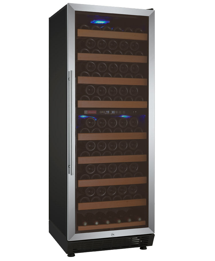 VINELOR FlexCount 99 bouteilles | Cave à vin pose libre 2 zones inox charnière droite - vue principale