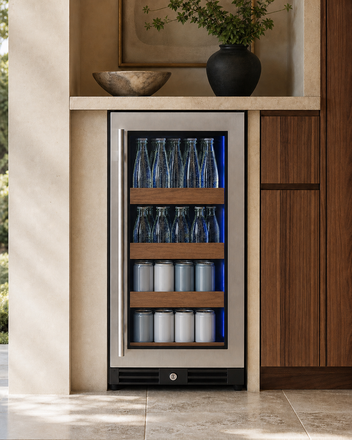 VINELOR Reserva 15 pouces | Cave à vin & boissons inox charnière droite — vue principale premium