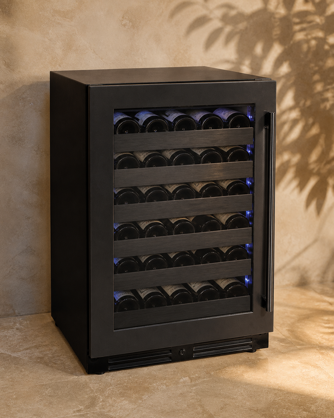 VINELOR Reserva 50 bouteilles | Cave à vin encastrable 1 zone porte noire charnière gauche — vue principale premium