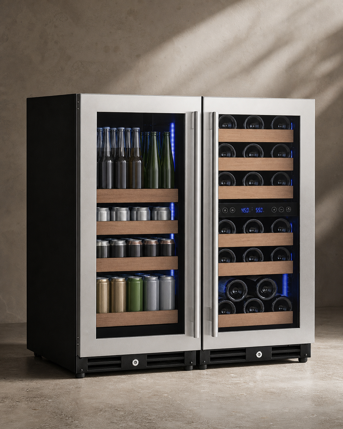 VINELOR FlexCount 30 bouteilles / 88 canettes | Cave à vin & boissons encastrable 2 zones - modèle 3Z-VSWB15-3S20 — vue principale premium