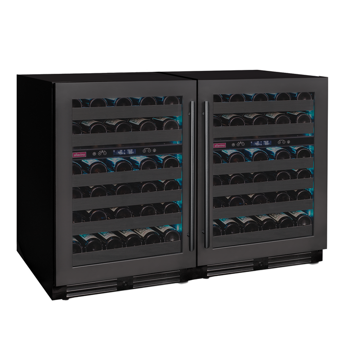 VINELOR Reserva 100 bouteilles | Cave à vin encastrable 4 zones side-by-side porte noire - vue principale
