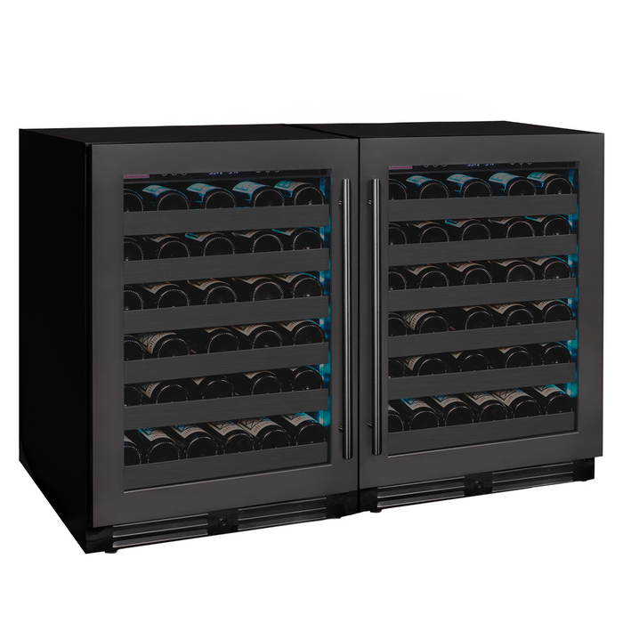 VINELOR Reserva 100 bouteilles | Cave à vin encastrable 2 zones side-by-side porte noire - vue principale