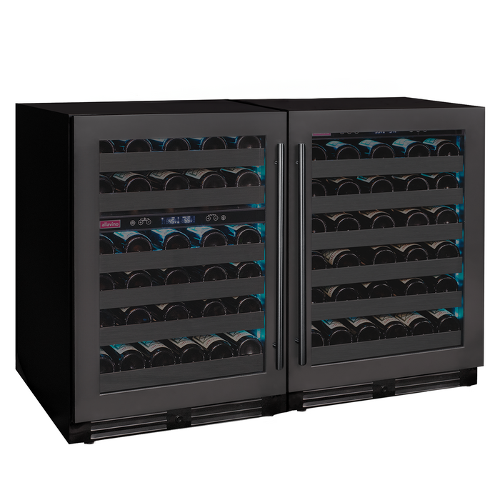 VINELOR Reserva 100 bouteilles | Cave à vin encastrable 3 zones side-by-side porte noire - vue principale