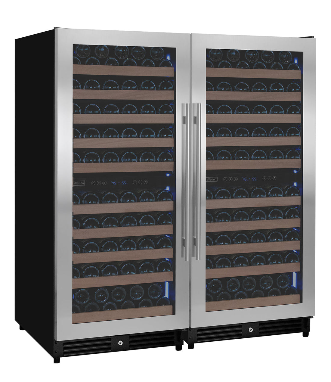 VINELOR Reserva 238 bouteilles | Cave à vin encastrable 4 zones side-by-side inox - vue principale