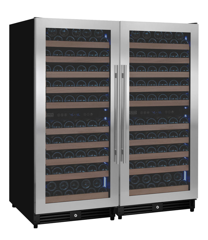VINELOR Reserva 238 bouteilles | Cave à vin encastrable 4 zones side-by-side inox - vue principale