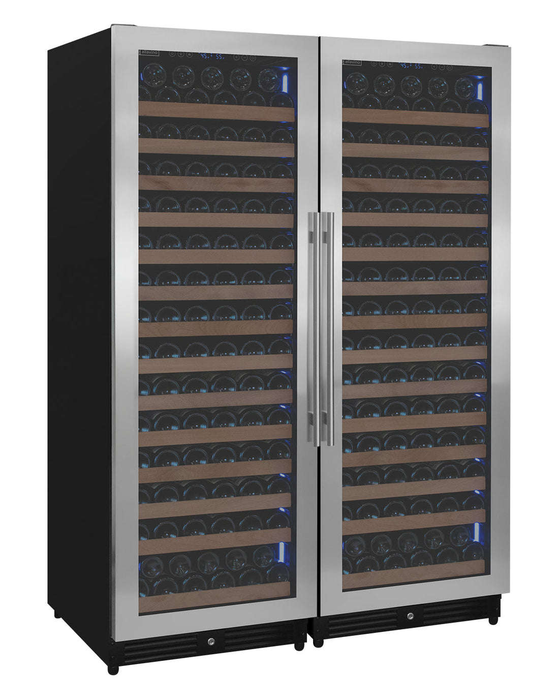 VINELOR Reserva 326 bouteilles | Cave à vin encastrable 2 zones side-by-side inox - vue principale