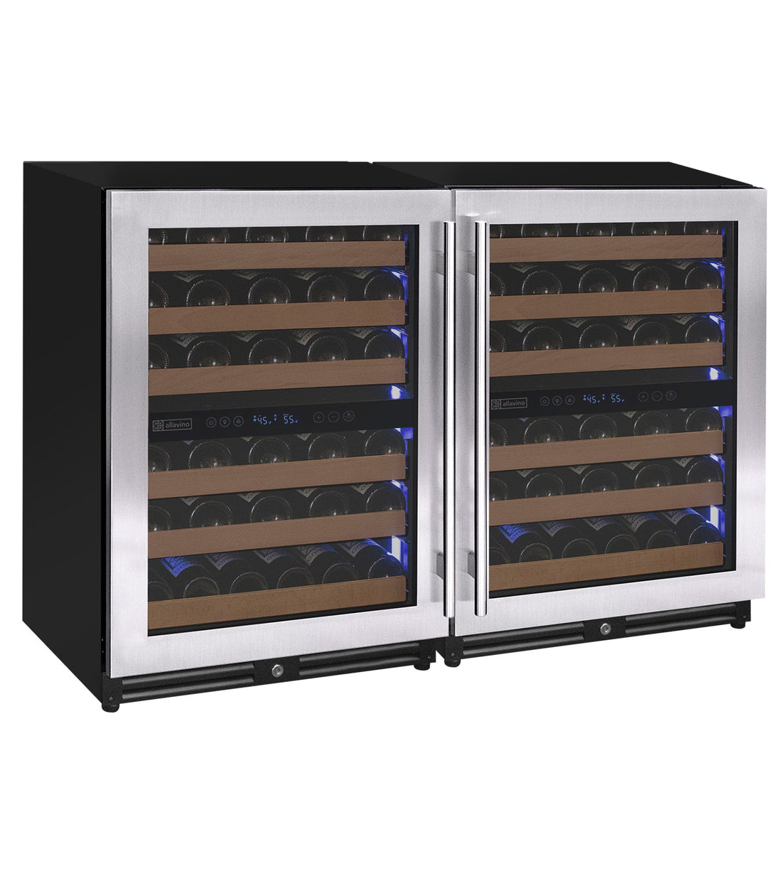 VINELOR Reserva 102 bouteilles | Cave à vin encastrable 4 zones side-by-side inox - vue principale