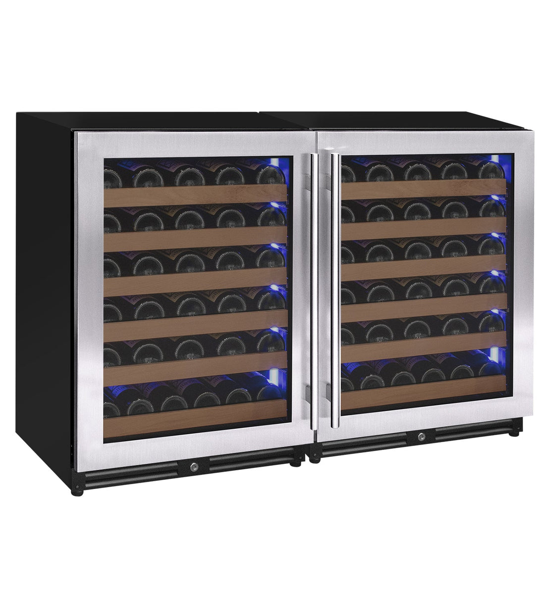 VINELOR Reserva 102 bouteilles | Cave à vin encastrable 2 zones side-by-side inox - vue principale