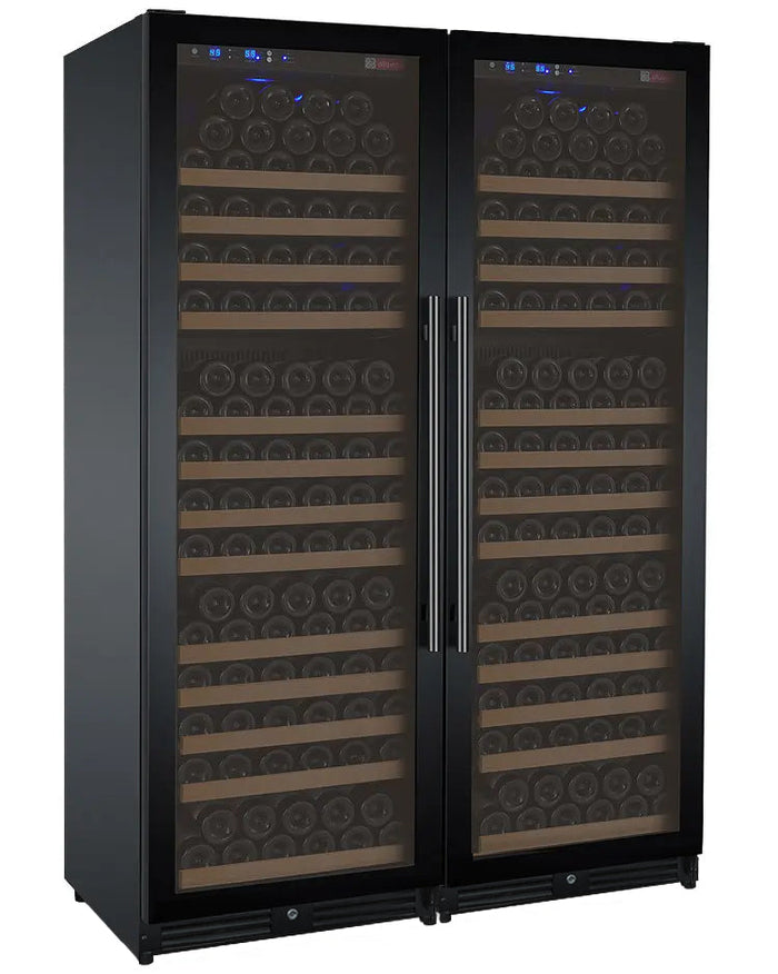 VINELOR FlexCount 354 bouteilles | Cave à vin encastrable 2 zones side-by-side porte noire - vue principale