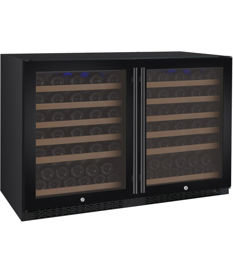 VINELOR FlexCount 112 bouteilles | Cave à vin encastrable 2 zones side-by-side porte noire - vue principale