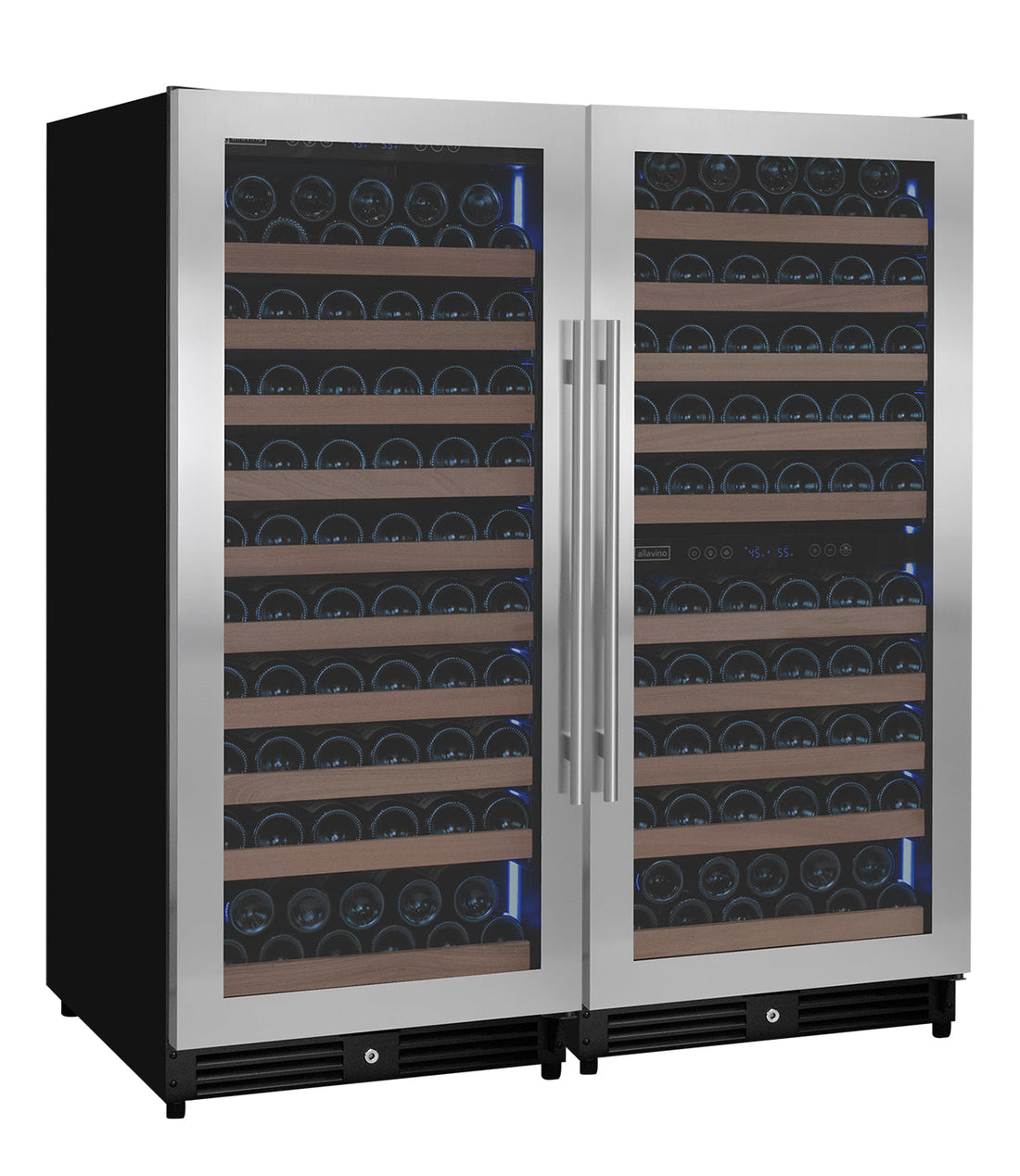VINELOR Reserva 238 bouteilles | Cave à vin encastrable 3 zones side-by-side inox - vue principale