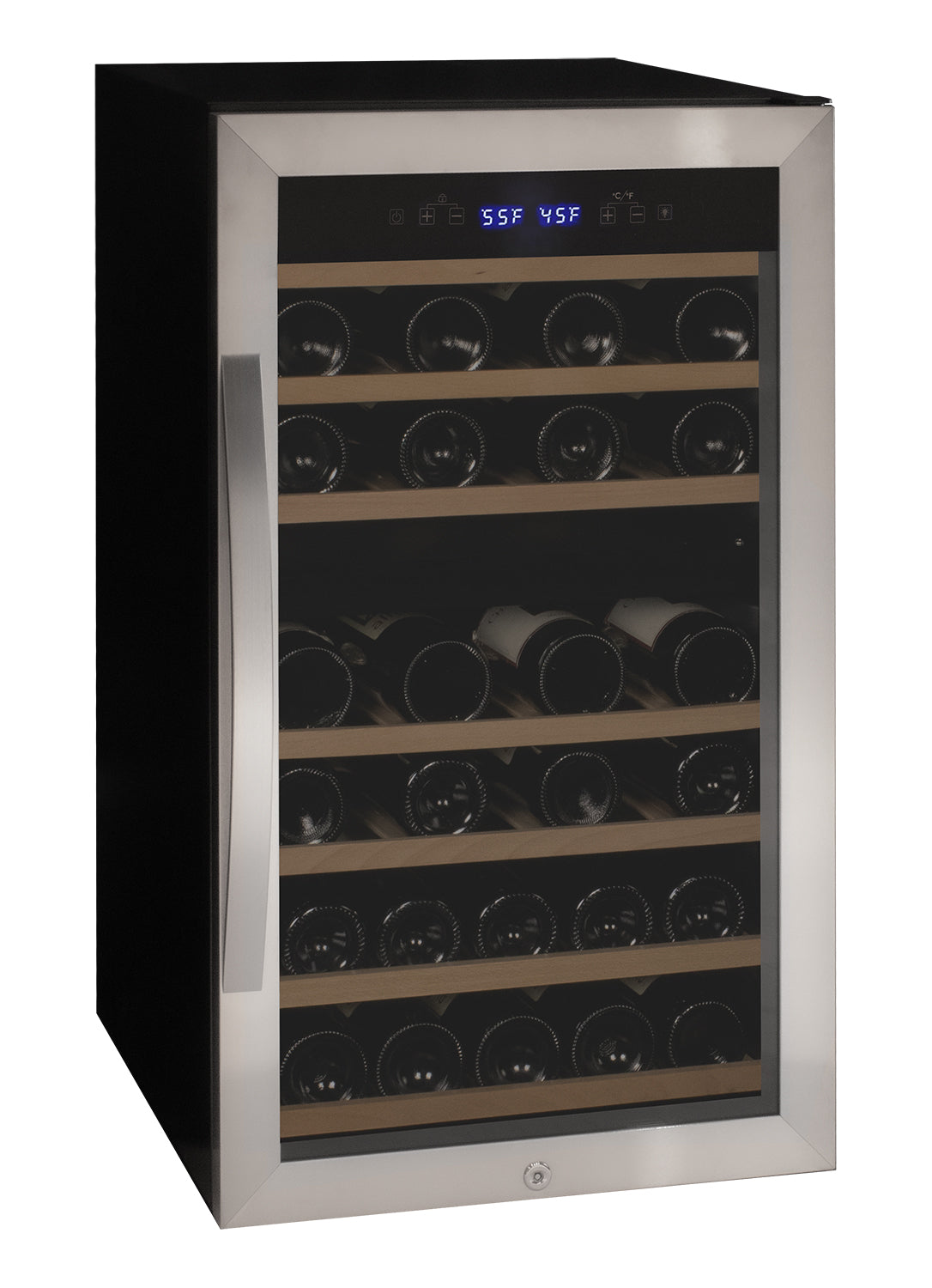 VINELOR Cascina 43 bouteilles | Cave à vin pose libre 2 zones inox - vue principale