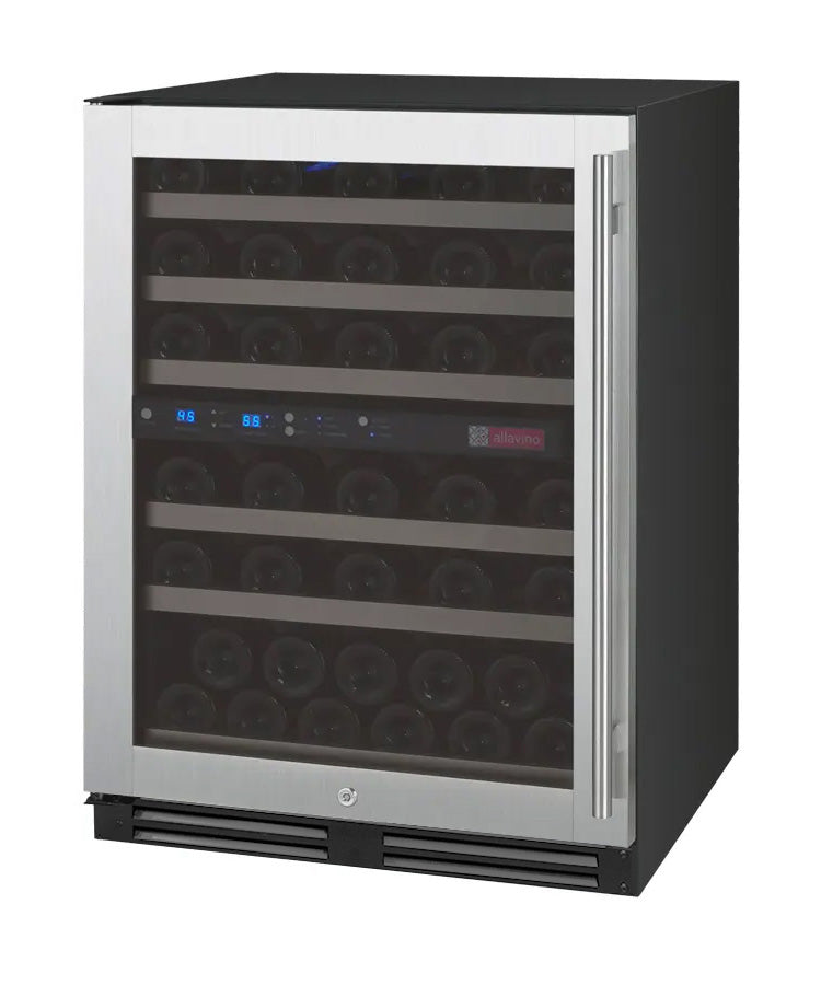 VINELOR FlexCount 56 bouteilles | Cave à vin encastrable 2 zones inox charnière gauche - vue principale