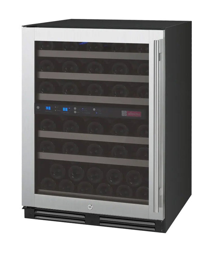 VINELOR FlexCount 56 bouteilles | Cave à vin encastrable 2 zones inox charnière gauche - vue principale