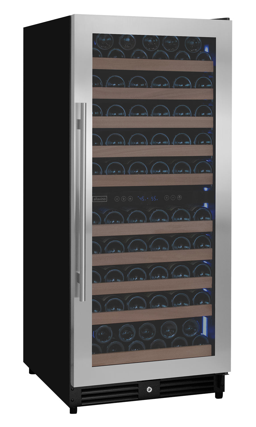 VINELOR Reserva 119 bouteilles | Cave à vin encastrable 2 zones inox charnière droite - vue principale