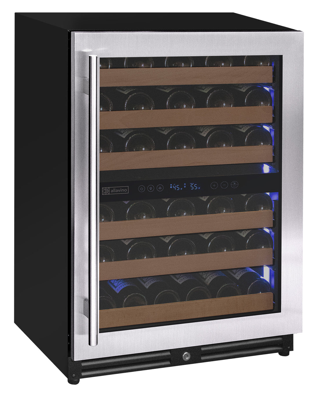 VINELOR Reserva 51 bouteilles | Cave à vin encastrable 2 zones inox charnière droite - vue principale