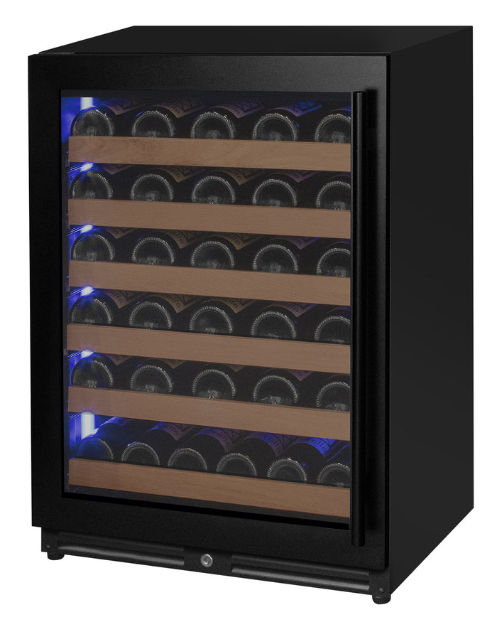 VINELOR Reserva 51 bouteilles | Cave à vin encastrable 1 zone porte noire charnière gauche - vue principale