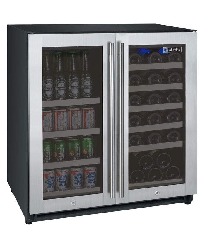 VINELOR FlexCount 30 bouteilles / 88 canettes | Cave à vin & boissons encastrable 2 zones inox - vue principale