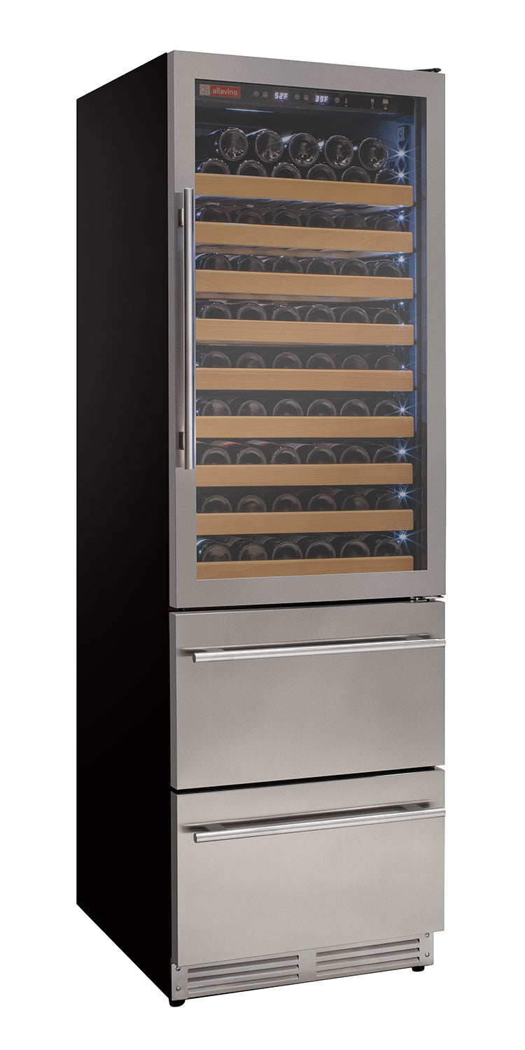 VINELOR Reserva 300 bouteilles | Cave à vin & boissons encastrable 2 zones inox - vue principale