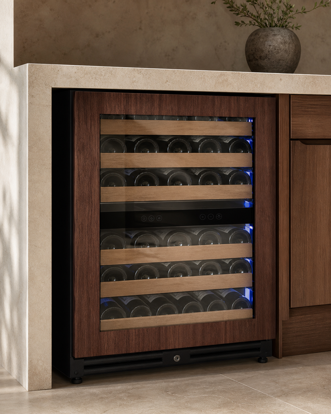 VINELOR Habillage 56 bouteilles | Cave à vin habillable 2 zones charnière droite — vue principale premium