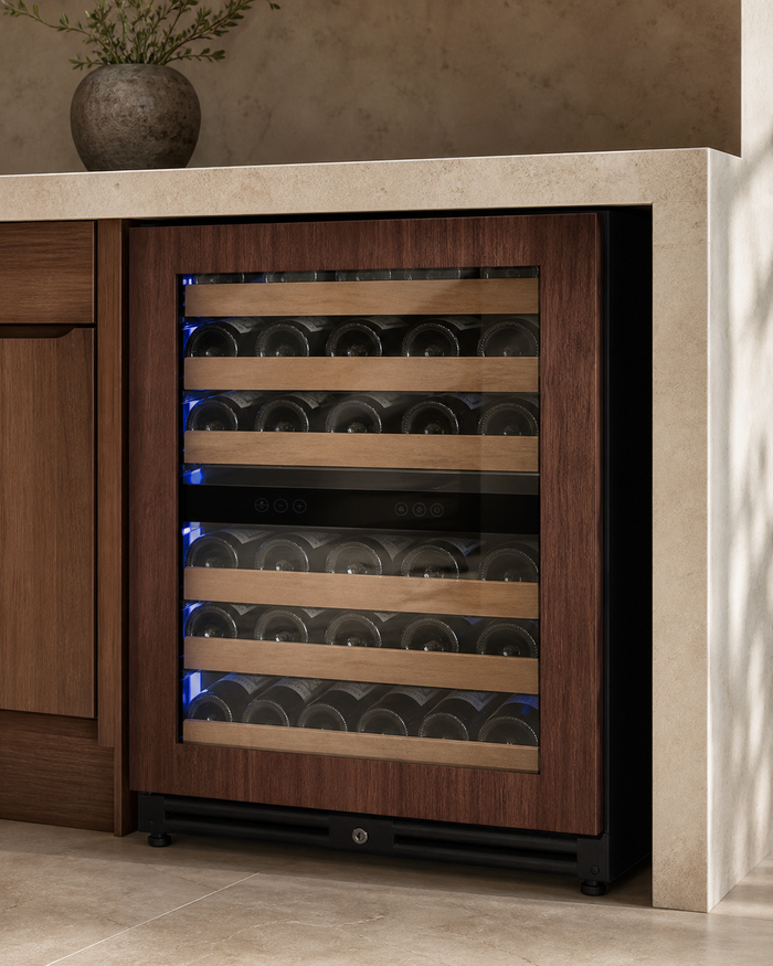 VINELOR Habillage 51 bouteilles | Cave à vin habillable 2 zones charnière gauche — vue principale premium