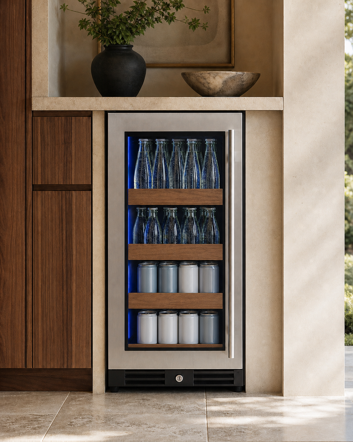VINELOR Reserva 15 pouces | Cave à vin & boissons inox charnière gauche — vue principale premium