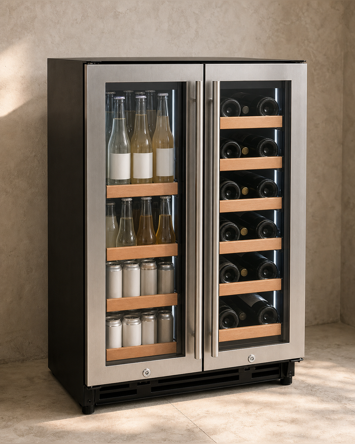 VINELOR Reserva 24 pouces | Cave à vin & boissons encastrable - modèle AO-VSBCW34FD-2SW — vue principale premium