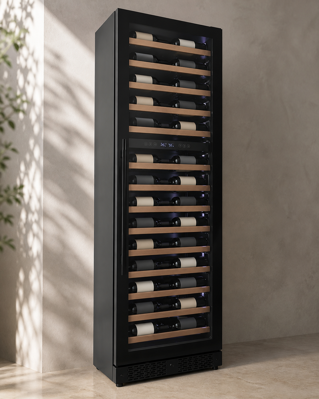 VINELOR Reserva 67 bouteilles | Cave à vin encastrable 2 zones porte noire charnière droite — vue principale premium