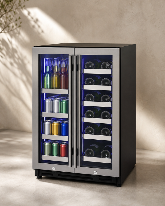VINELOR Reserva 24 pouces | Cave à vin & boissons encastrable - modèle AO-VSBCW34FD-2S — vue principale premium