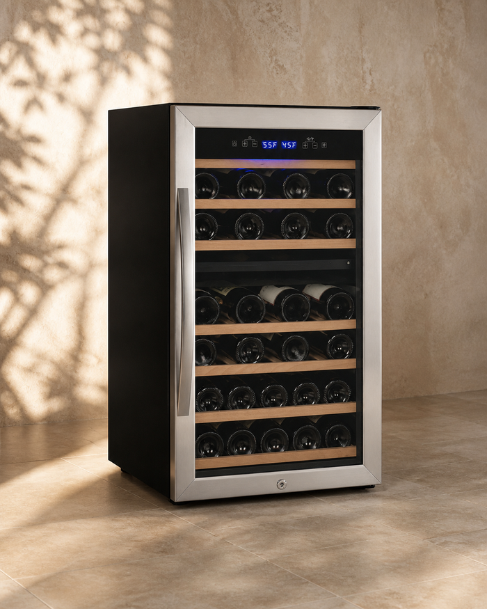 VINELOR Cascina 43 bouteilles | Cave à vin pose libre 2 zones inox — vue principale premium