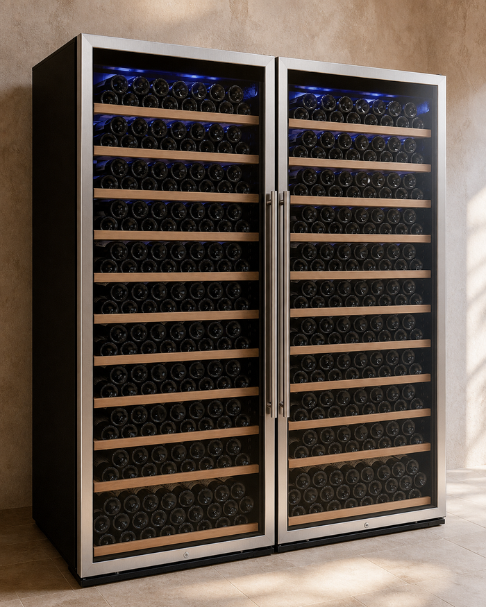 VINELOR Vite 554 bouteilles | Cave à vin pose libre 2 zones side-by-side inox — vue principale premium